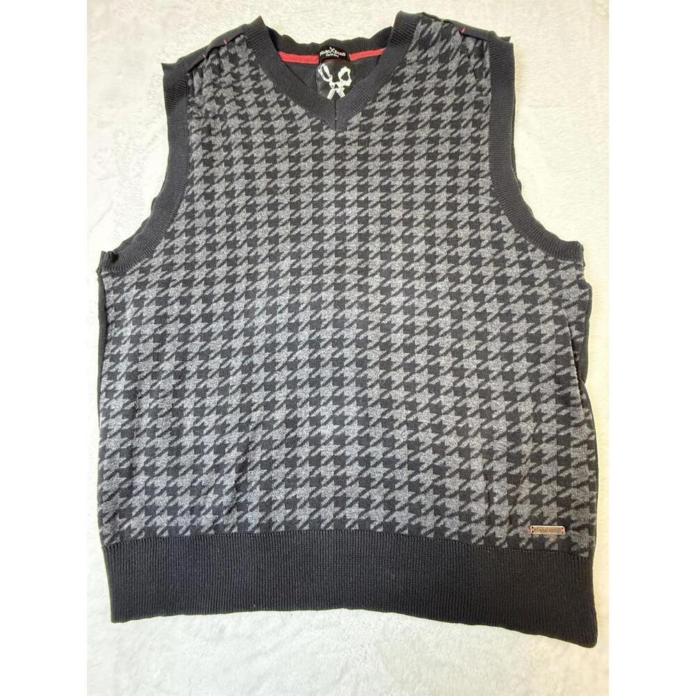 Marc Ecko Sweater Vest Mens Large (See Measurements) Black/Gray